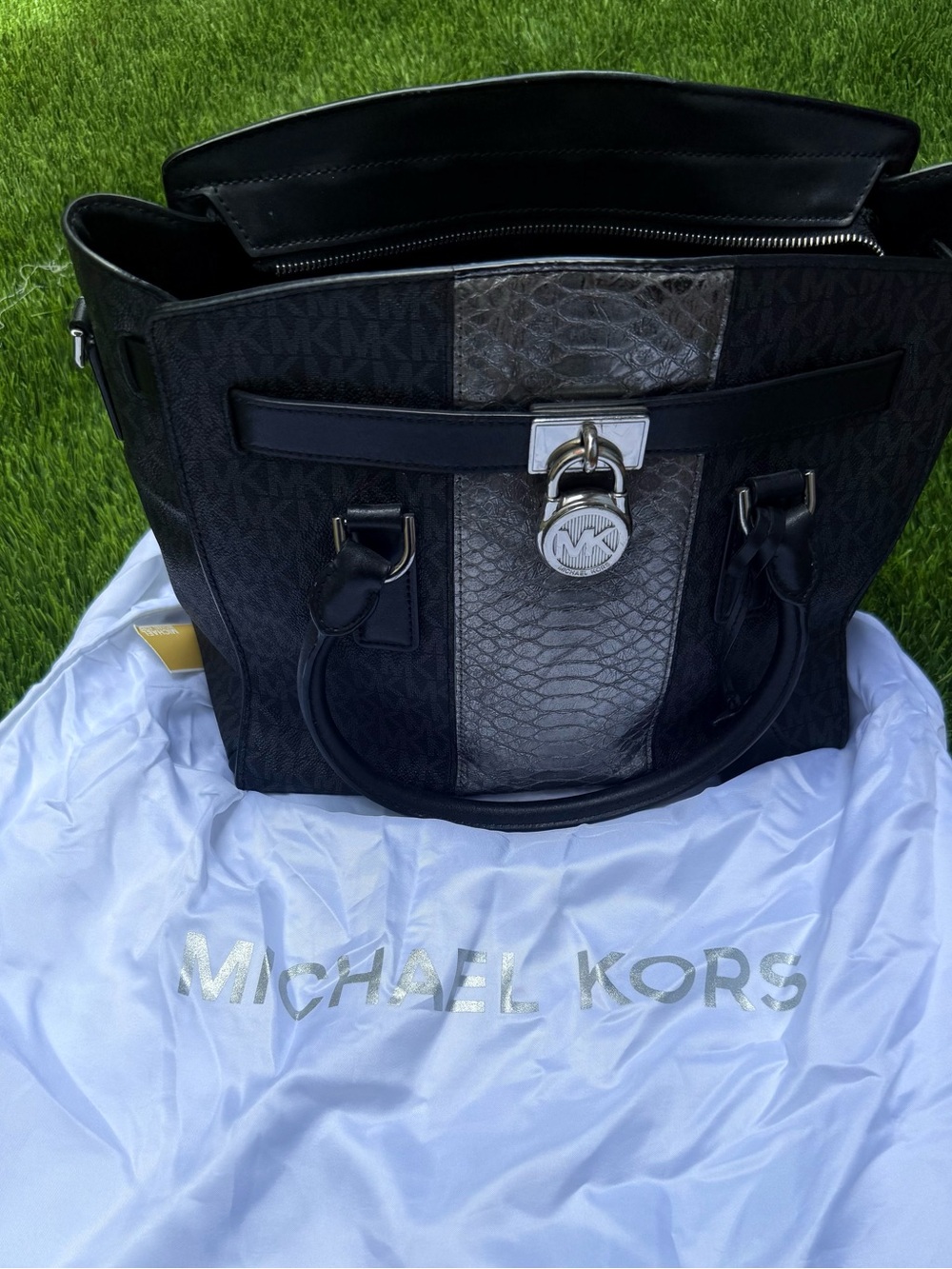 Michael Kors Black with Silver Accent Signature Tote